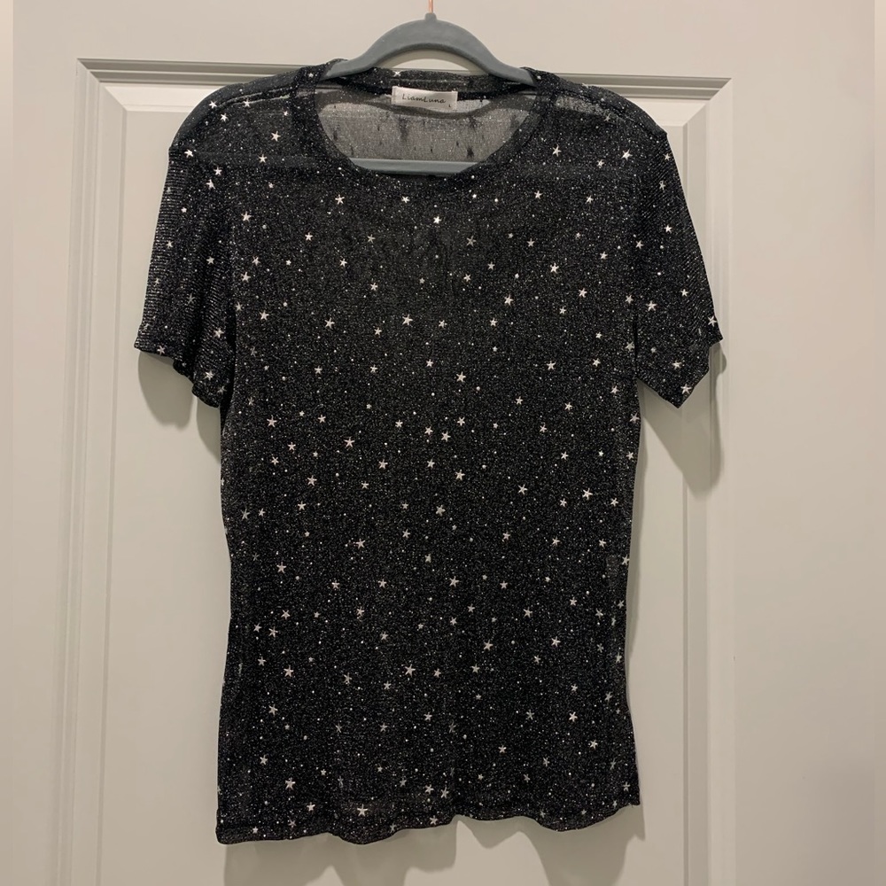 Starry See Through Short Sleeve Mesh T Shirt